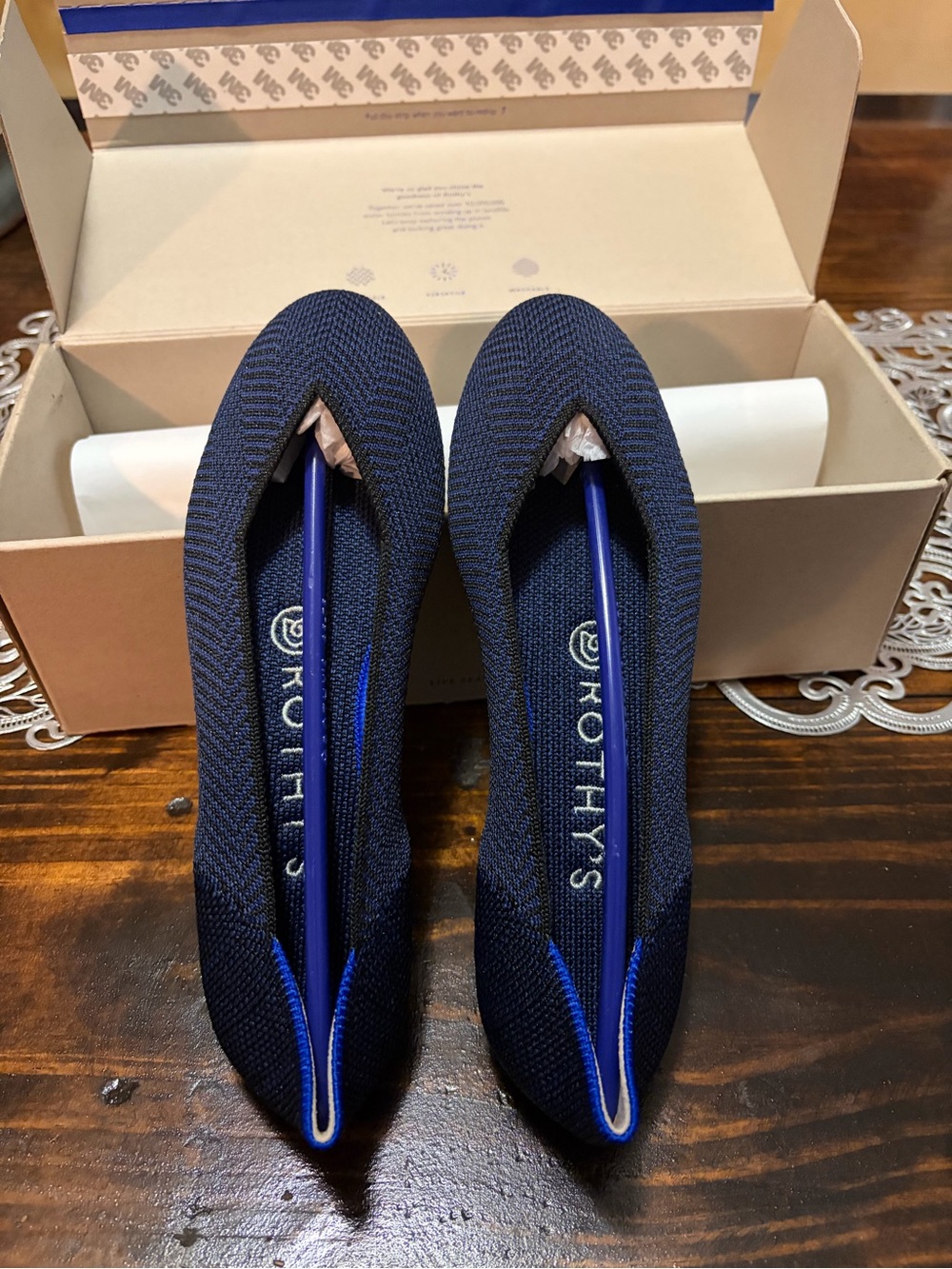 NEW Rothy's Women's ROund Toe Flat - 5.5 Midnight Metallic Herringbone